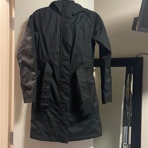 The North Face Fitted Long Rain Jacket with Hood and Removable Belt